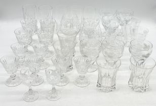 A collection of various cut glass including tumblers, sherry glasses etc.