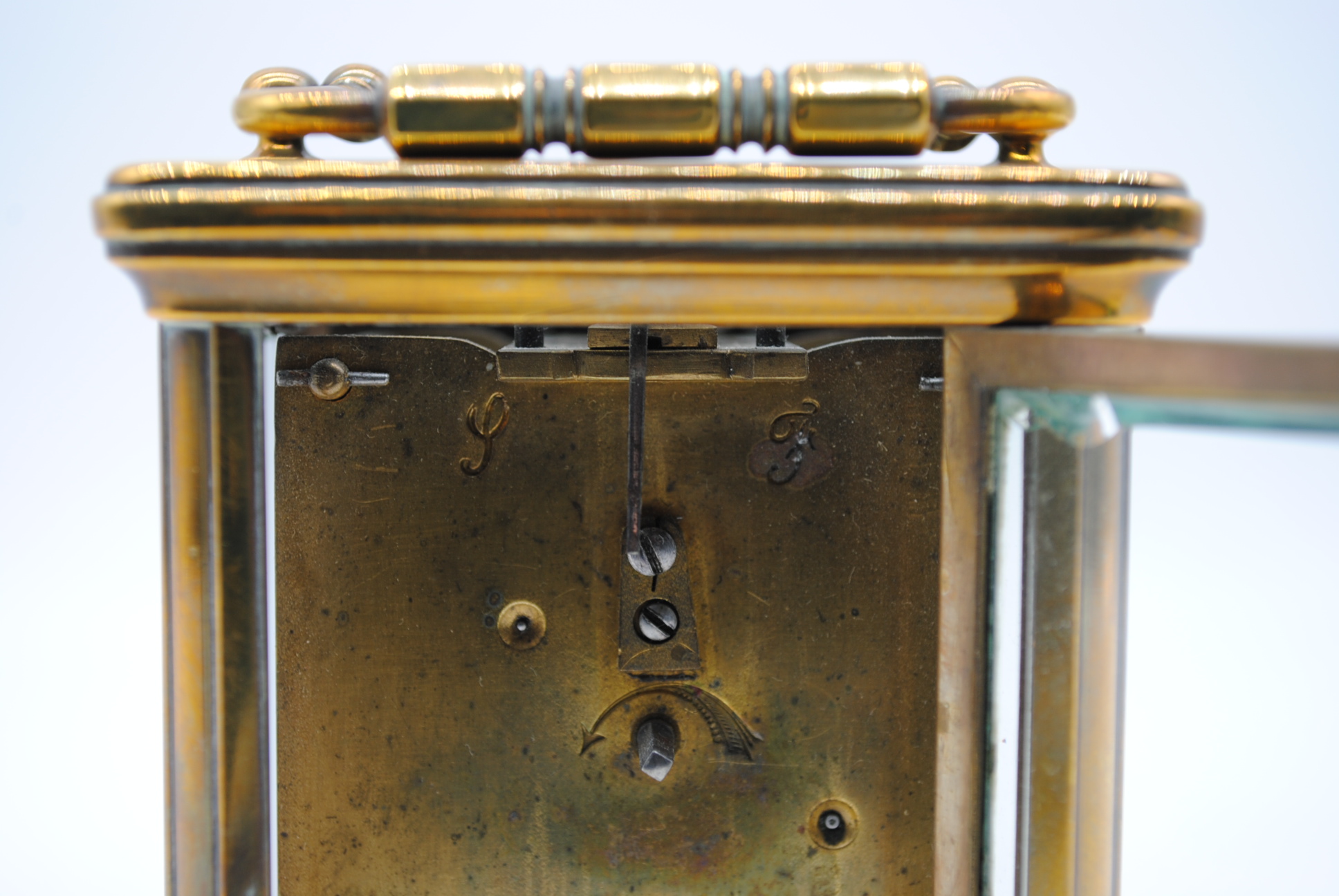 A brass carriage clock, marked 'LF' - Image 8 of 9