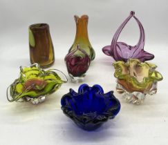 A collection of various art glass including Murano, Chribska etc.