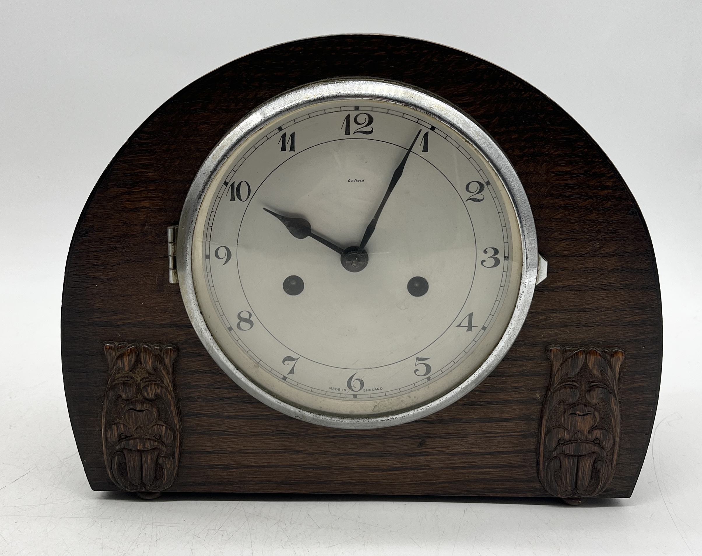 Three oak cased mantle clocks made by Perivale, Enfield etc. - Image 7 of 10