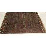 A vintage red ground Eastern rug, possibly Afghan circa 1920's, 9ft 2 x 6 ft. Made in two halves and