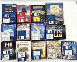 An assortment of vintage Atari ST computer games including Computer Hits volume 2, F-16, North &