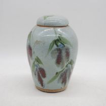 A Simon Eeles studio pottery ginger jar, with floral decoration and signature mark to base