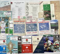 A collection of predominantly England RFU vintage Rugby programmes, including England v Scotland