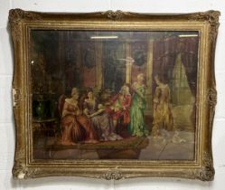 Emanuel Piola (20th Century) oil on canvas showing a Regency scene with signature lower right - 75cm