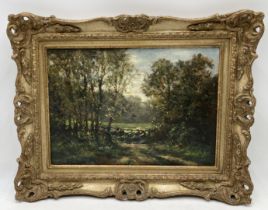 Attributed to George Boyle (1826-1899) oil on board showing a rural scene, potential signature to