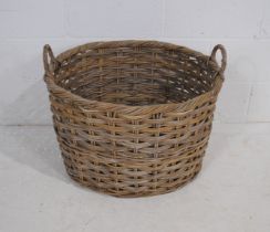 A large vintage wicker basket