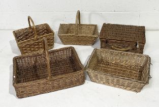 A collection of various wicker baskets, hamper etc.