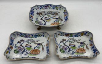 Three Ironstone dishes, two A/F