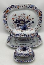 A large Victorian "Spodes New Stone" platter in the Imari palette along with a smaller version,