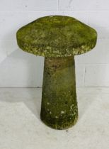 An antique staddle stone with tapering round base, height 72cm