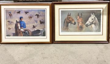 Two framed horse racing prints "We Three Kings" (Arkle, Red Rum and Desert Orchid) by S L Crawford