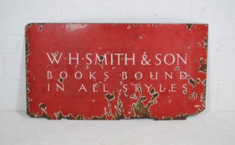 A vintage W H Smith & Son enamelled sign - 130cm x 69cm