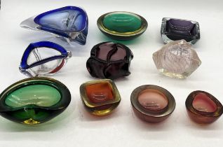 A collection of various art glass including Murano, Whitefriars etc.