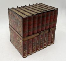 A Huntley and Palmers biscuit tin in the form of a row of bound books