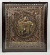 A large Eastern (possibly Burmese) framed Kalaga tapestry of an elephant -