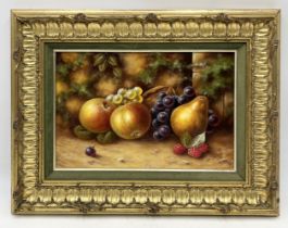 John F Smith (British 1934 -) Still Life of Fruit, oil on board signed to lower right. Smith was