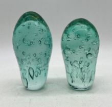 Two glass dump paperweights - tallest 16cm