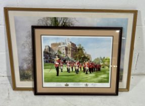 Two framed limited edition prints "Beating Retreat" by Brian C Lancaster G.R.A showing the band