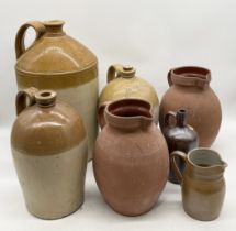 A collection of stoneware jars, terracotta jugs etc.