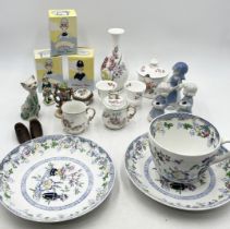 A collection of various china including Royal Crown Derby, Copeland, Mintons etc.