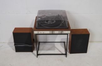 A Bush A1005 belt drive turntable on stand, with a pair of Bush A1007 4 ohm bookshelf speakers