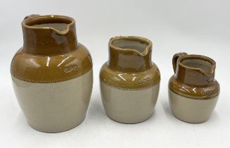 Three GPO stoneware jugs by James Pearson Ltd. Chesterfield, dated 1965, 1966 & 1968