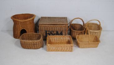 A quantity of various vintage wicker baskets