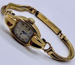 A 9ct gold ladies Tudor Royal wristwatch on 9ct gold strap, total weight 17.9g