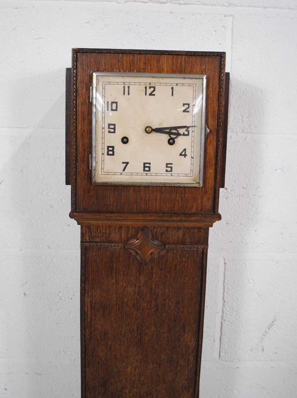 An Art Deco oak Grandmother clock - length 23.5cm, height 127cm - Image 4 of 6