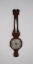 A 19th century inlaid mahogany banjo barometer, with silvered dial named to 'B Molinari, Frankfort