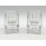 A pair of Waterford crystal vases of square footed geometric form with etched mark, 10cm high.