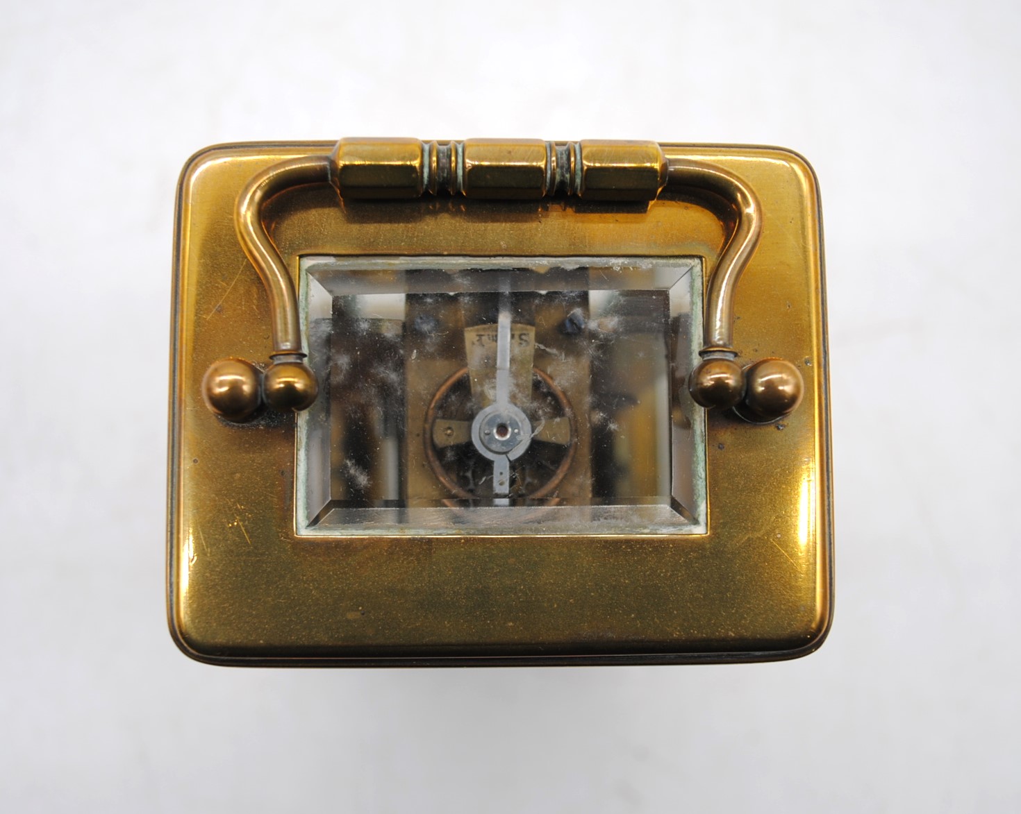 A brass carriage clock, marked 'LF' - Image 6 of 9