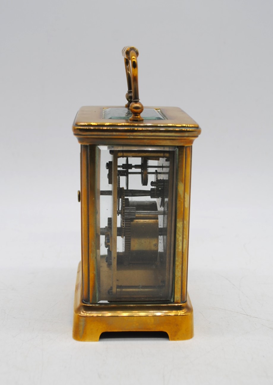 A brass carriage clock, marked 'LF' - Image 5 of 9