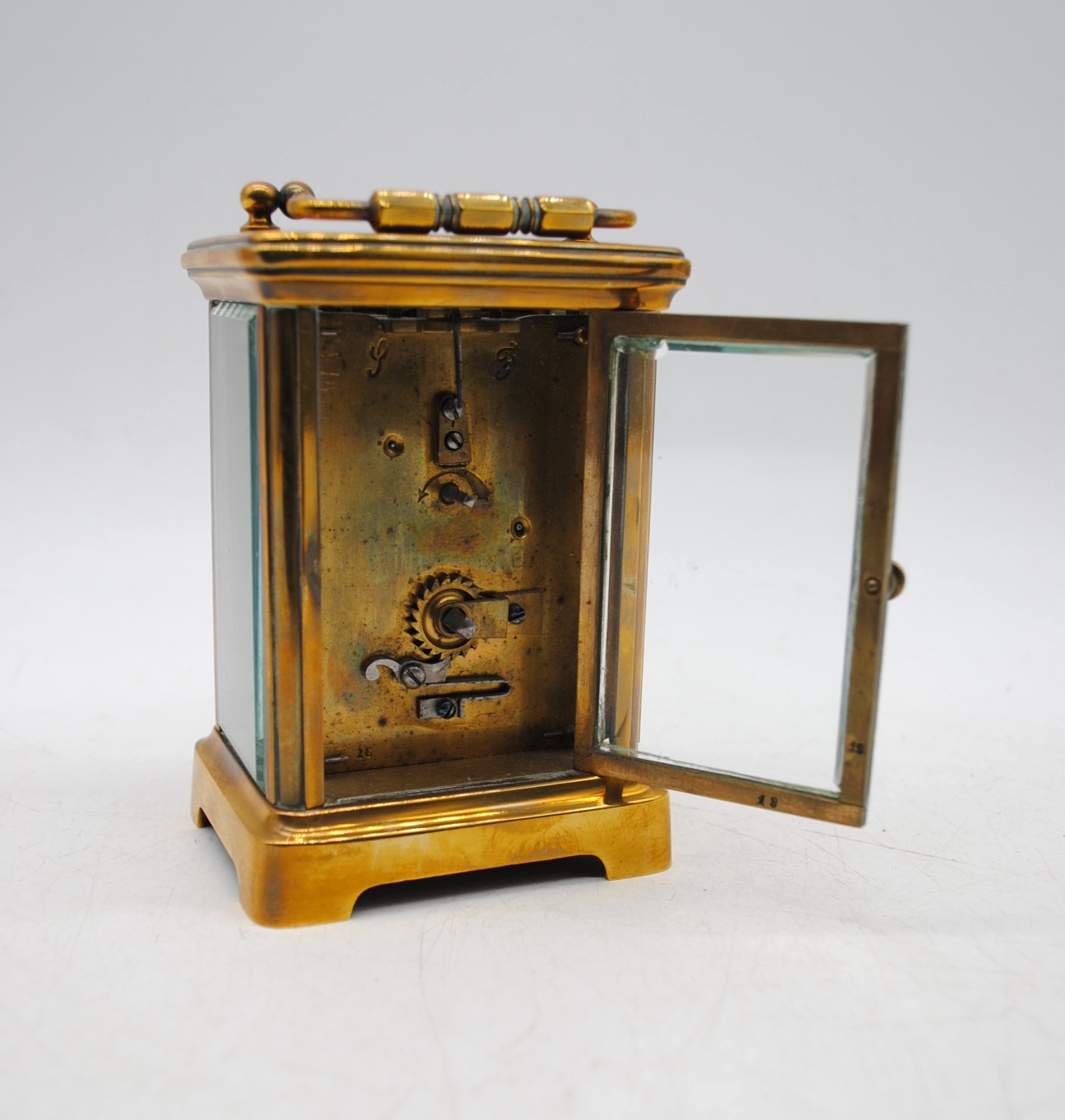 A brass carriage clock, marked 'LF' - Image 7 of 9