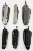 A collection of vintage folding pocket knives and campaign cutlery mostly with Marlin spikes