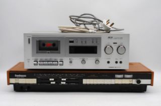 A vintage Goodmans Module Ninety teak integrated tuner, along with an Akai GX-M30 stereo cassette