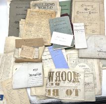 A large collection of ephemera including indentures, correspondence, maps, periodicals, details of