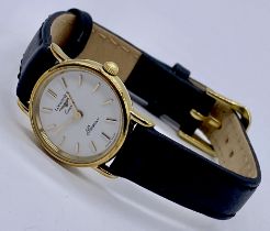 A ladies 9ct gold Longines watch