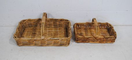 Two vintage wicker baskets