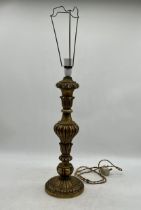 A vintage wooden gilded lamp height (without shade) 78cm.