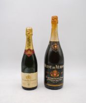 A 75cl bottle of Alexandre Bonnet dry champagne, along with a 1.5L bottle of Veuve Du Vernay dry