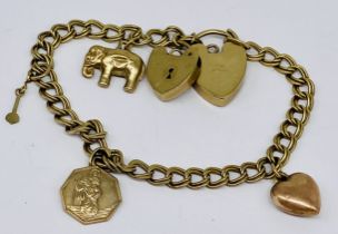 A small 9ct gold charm bracelet, total weight 12.1g