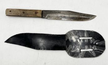 A Solingen original bowie knife with antler handle, in homemade sheath - blade length 19cm