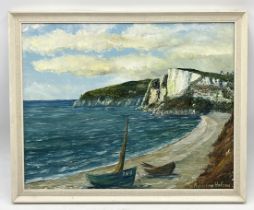 "Seaton White Cliff" oil on canvas signed G. Addison Hodson showing a coastal scene