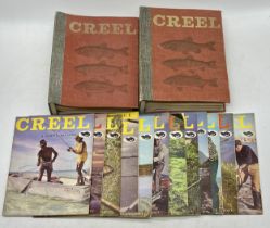 A collection of vintage Creel fishing magazines dating from the mid 1960s, two binders and some