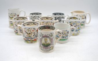 A collection of 'God Speed The Plough' loving cups including some marked 'Warranted Staffordshire,