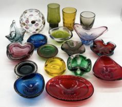 A collection of art glass including Murano, Chribska, Whitefriars etc.