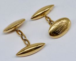 A pair of 15ct gold cufflinks, total weight 8.8g