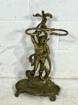 An Art Nouveau style brass umbrella/stick stand